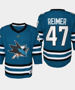 Youth San Jose Sharks James Reimer 47 Home 2022-23 Jersey Teal