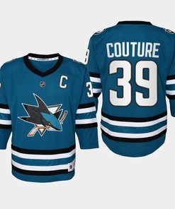 Youth San Jose Sharks Logan Couture 39 Home 2022-23 Jersey Teal