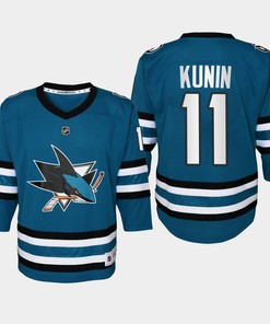 Youth San Jose Sharks Luke Kunin 11 Home 2022-23 Jersey Teal