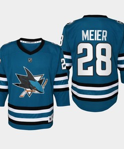 Youth San Jose Sharks Timo Meier 28 Home 2022-23 Jersey Teal