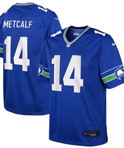 Youth Seattle Seahawks #14 Dk Metcalf Throwback Player Game Jersey - Royal