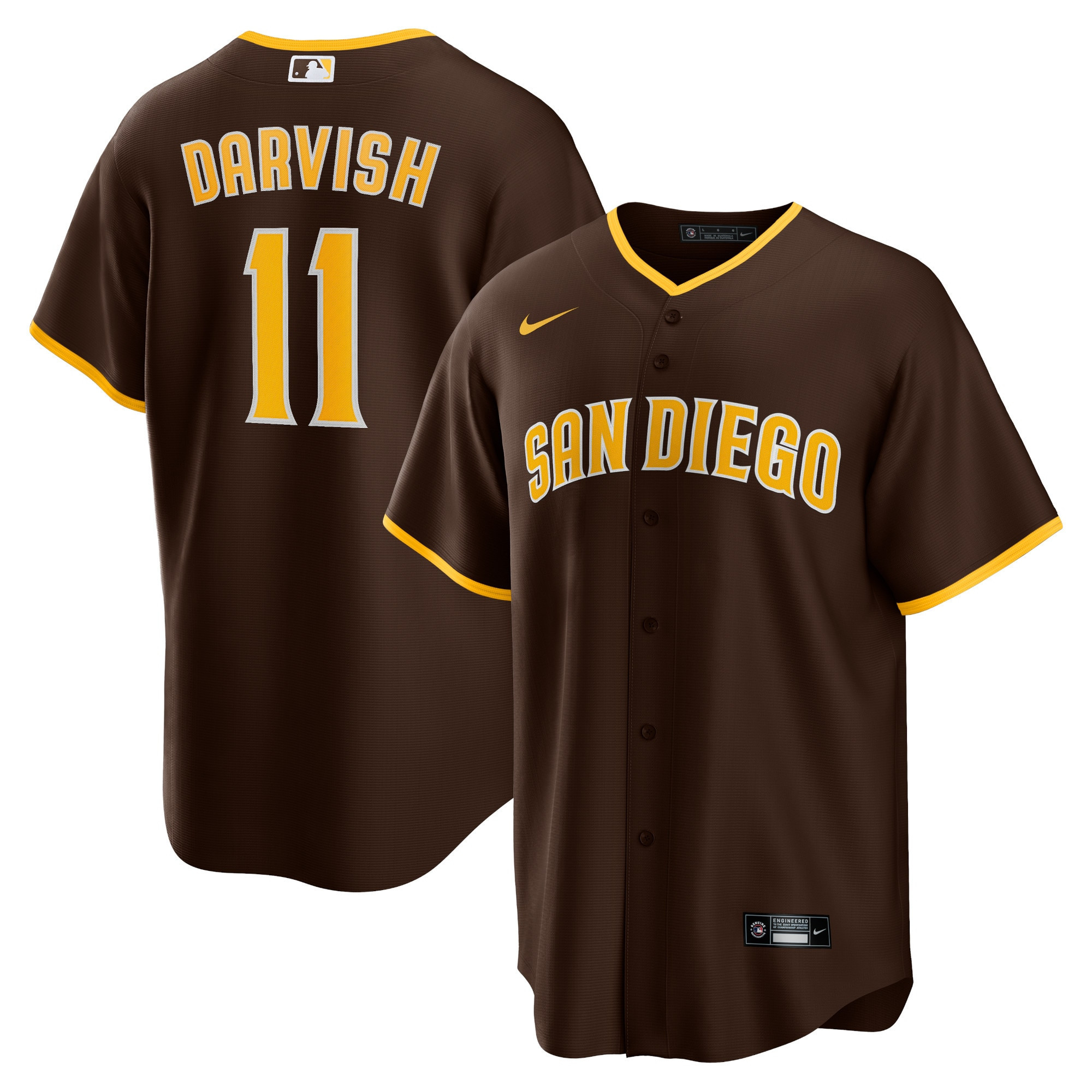 Yu Darvish San Diego Padres Alternate Replica Player Jersey - Brown Mlb