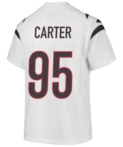 Zach Carter 95 Cincinnati Bengals Super Bowl LVII Champions Youth Game Jersey - White