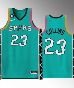 Zach Collins 23 2022-23 San Antonio Spurs City Edition Jersey Teal