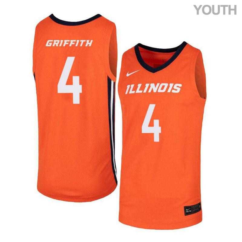 Zach Griffith 4 Illinois Fighting Illini Elite Basketball Youth Jersey - Orange