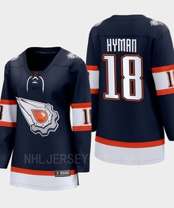 Zach Hyman 18 Edmonton Oilers 2022 Special Edition 2.0 Women Breakaway Player Retro Jersey Navy