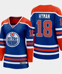 Zach Hyman 18 Edmonton Oilers 2022-23 Home Women Premier Breakaway Player Jersey Royal