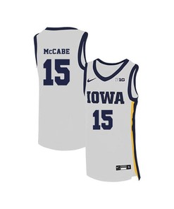 Zach McCabe 15 Iowa Hawkeyes Elite Basketball Men Jersey - White