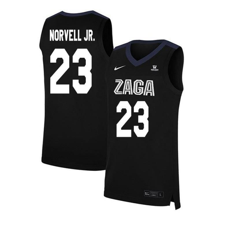 Zach Norvell Jr 23 Gonzaga Bulldogs Elite Basketball Men Jersey - Black
