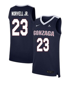 Zach Norvell Jr 23 Gonzaga Bulldogs Elite Basketball Men Jersey - Navy