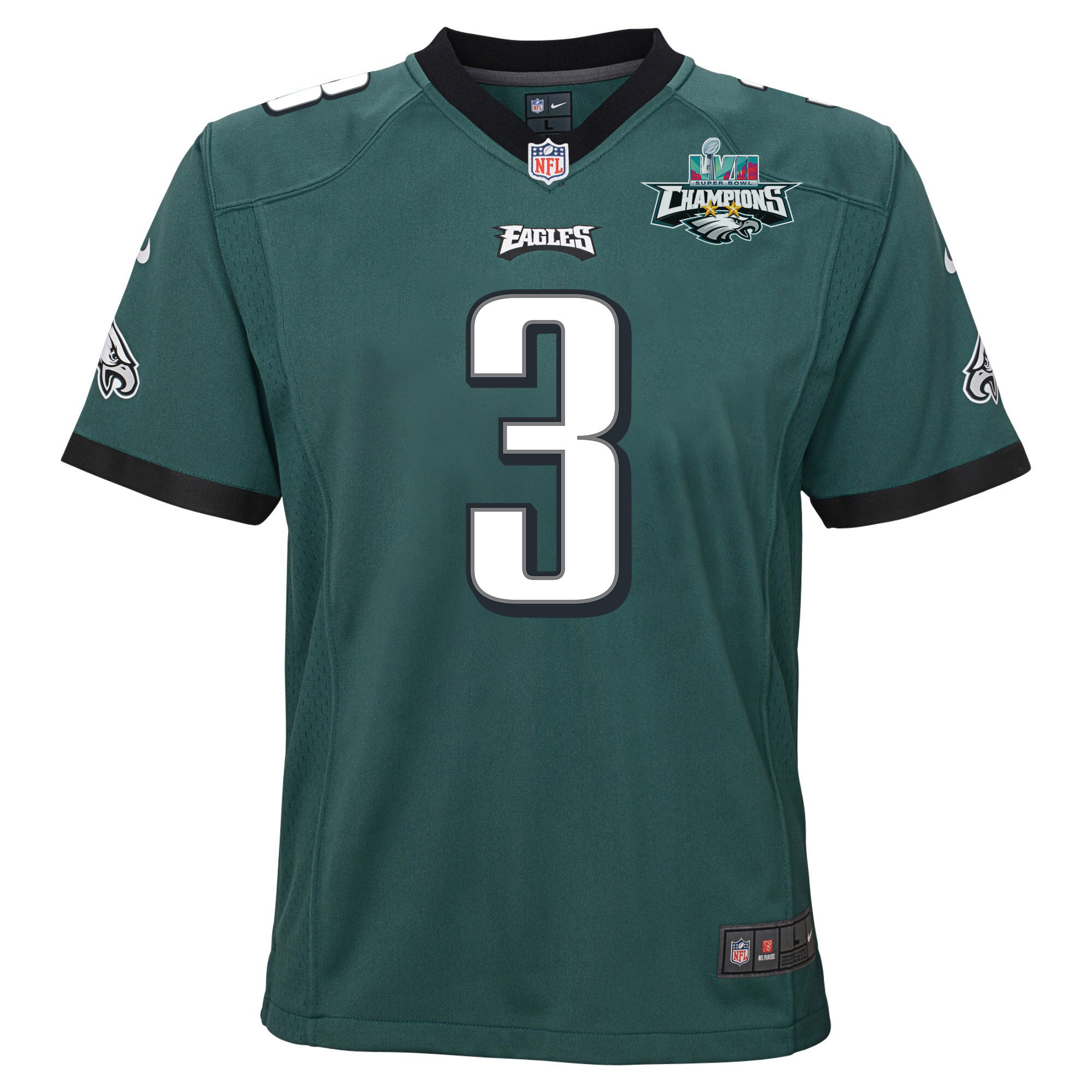 Zach Pascal 3 Philadelphia Eagles Super Bowl LVII Champions 2 Stars 2 Stars Youth Game Jersey - Black