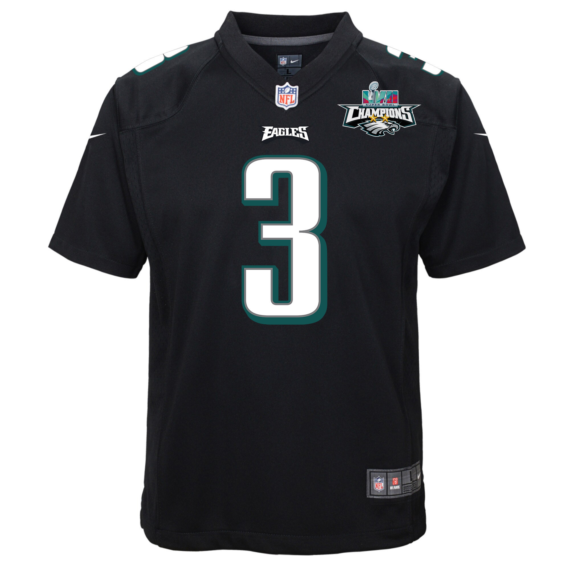 Zach Pascal 3 Philadelphia Eagles Super Bowl LVII Champions 2 Stars Youth Game Jersey - Black