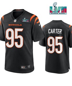 Zachary Carter 95 Cincinnati Bengals Super Bowl LVII Men Game Jersey- Black