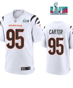 Zachary Carter 95 Cincinnati Bengals Super Bowl LVII Men Game Jersey- White