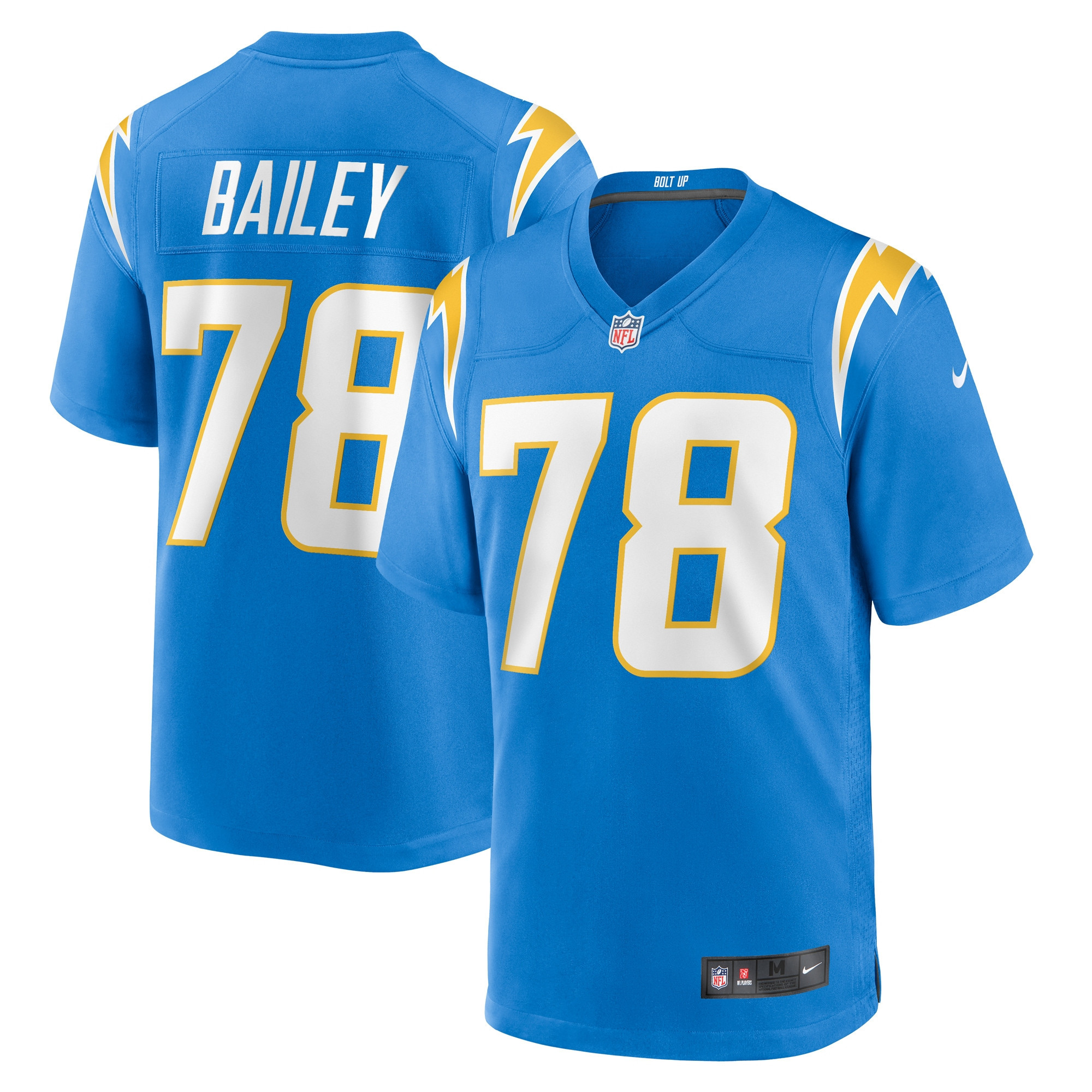 Zack Bailey Los Angeles Chargers Player Game Jersey - Powder Blue Nfl