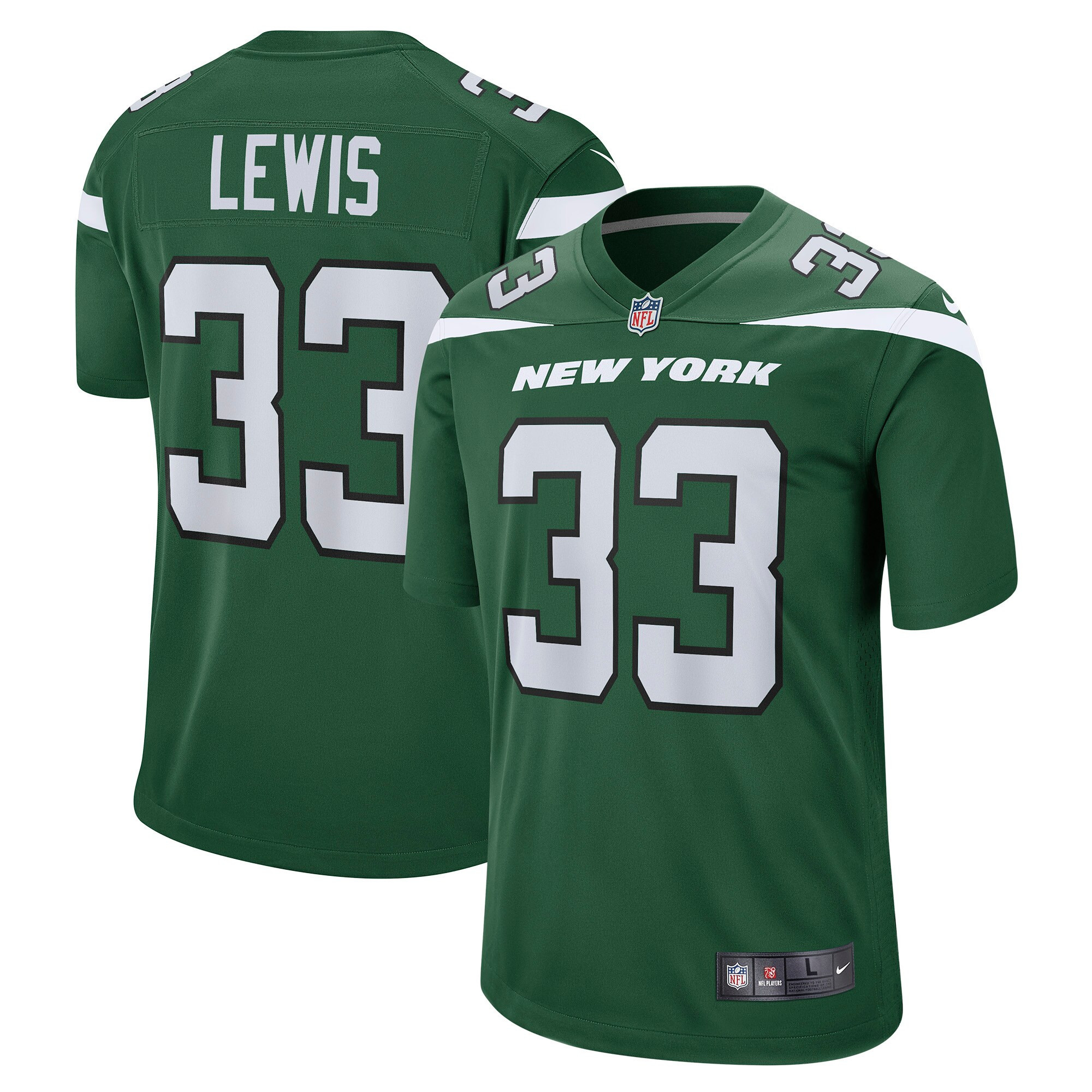 Zane Lewis New York Jets Game Jersey - Gotham Green Nfl