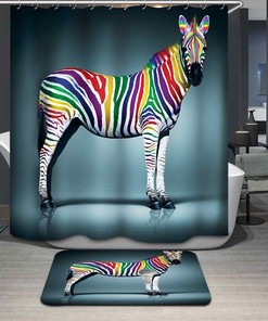 Zebra Digital Printing Shower Curtain Bathroom Decor