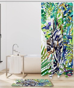 Zebra Family Bathroom Shower Curtain - Bathroom Curtain