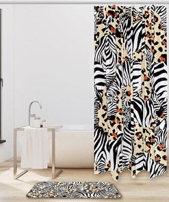 Zebra Leopard Texture Shower Curtain with Waterproof Fabric | Home Decor