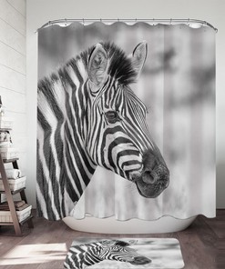 Zebra Photo Black and White Shower Curtain for Bathroom Decor