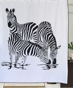 Zebra Print Shower Curtain - Black and White Bathroom Decor with Animal Design