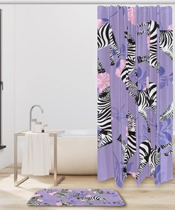 Zebra Purple Shower Curtain with Waterproof Fabric | Home Decor Bathroom Curtain
