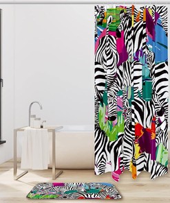 Zebras Animal Colorful Shower Curtain with Waterproof Fabric | Bathroom Decor