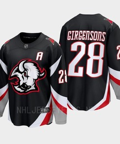 Zemgus Girgensons 28 Buffalo Sabres 2022-23 Goathead Third Premier Breakaway Player Black Jersey