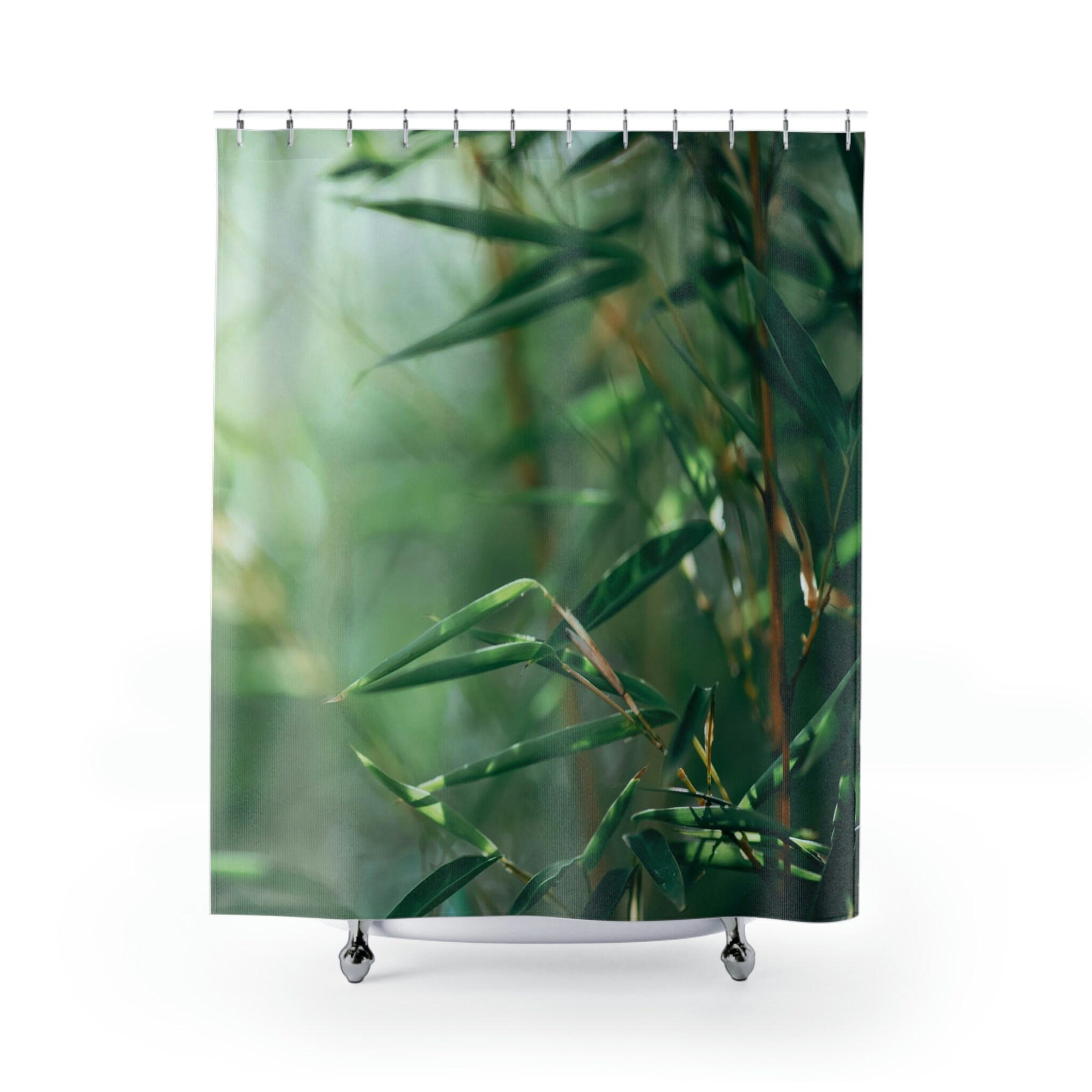 Zen-themed Bathroom Shower Curtain with Bamboo Design - Perfect for Modern Decor