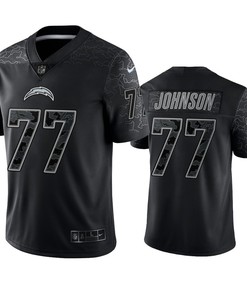 Zion Johnson 77 Los Angeles Chargers Black Reflective Limited Jersey - Men