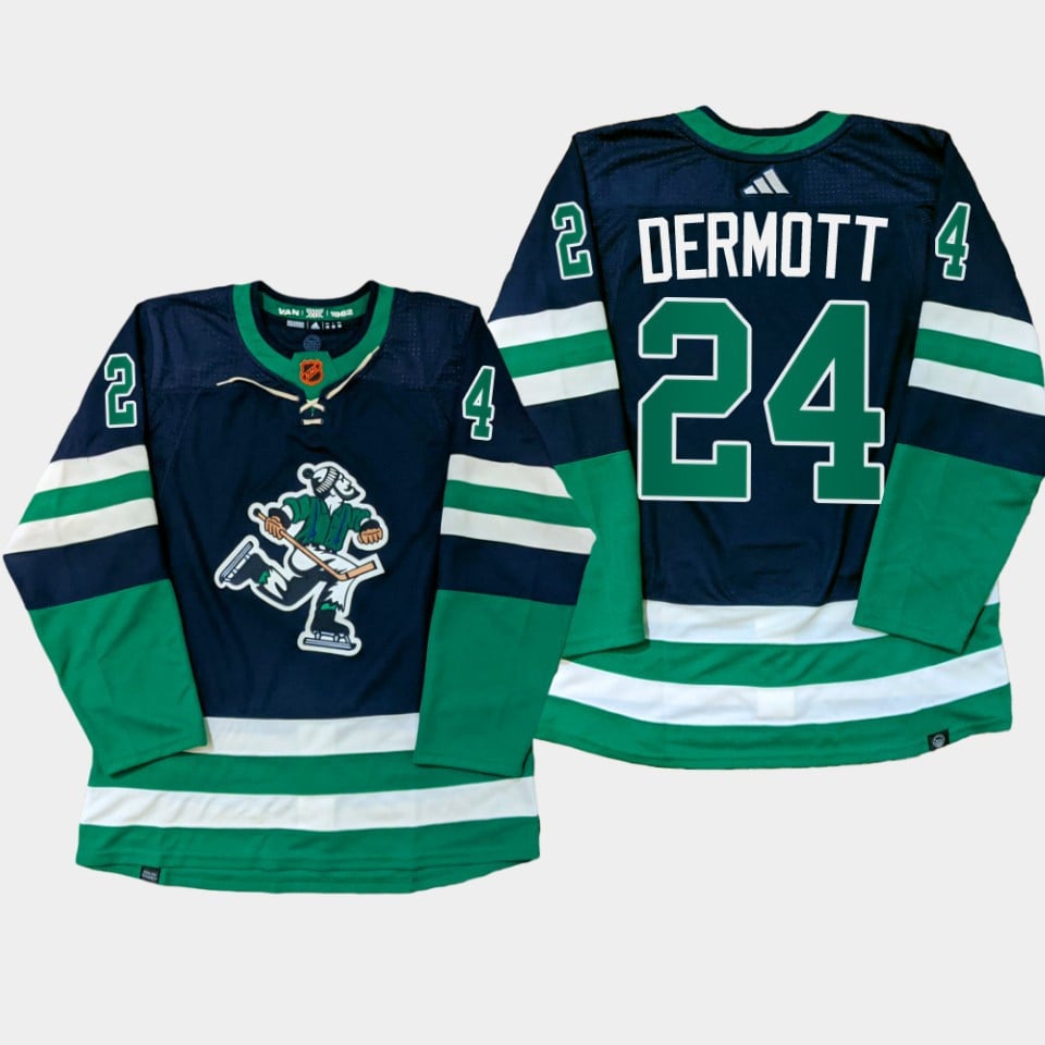 ancouver Canucks Travis Dermott 24 Navy PrimeGreen Reverse Retro Jersey 2022-23