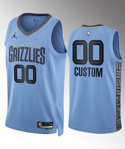 custom 00 2022-23 Memphis Grizzlies Blue Statement Edition Jersey Swingman