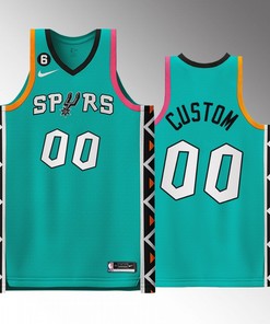 custom 00 2022-23 San Antonio Spurs City Edition Jersey Teal