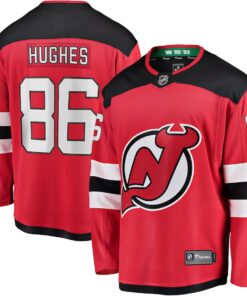 Men's New Jersey Devils Jack Hughes Red Home Premier Breakaway Player Jersey