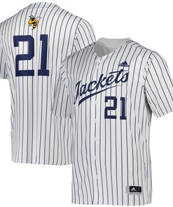 #21 Georgia Tech Yellow Jackets Adidas Button-up Baseball Jersey - White Ncaa