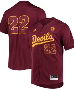 #22 Arizona State Sun Devils Adidas Button-up Baseball Jersey - Maroon Ncaa
