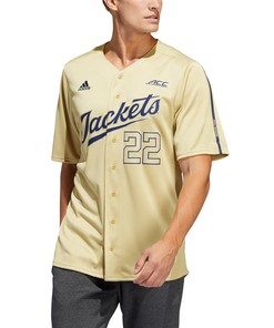 #22 Georgia Tech Yellow Jackets Adidas Button-up Baseball Jersey - Gold Ncaa