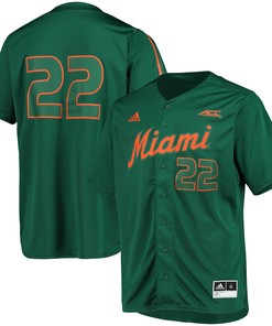 #22 Miami Hurricanes Adidas Button-up Baseball Jersey - Green Ncaa