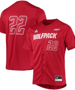 #22 Nc State Wolfpack Adidas Button-up Baseball Jersey - Red Ncaa