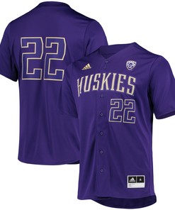 #22 Washington Huskies Adidas Button-up Baseball Jersey - Purple Ncaa