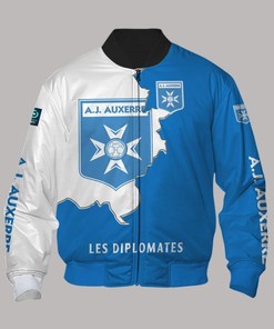 AJ Auxerre Blue White Bomber Jacket