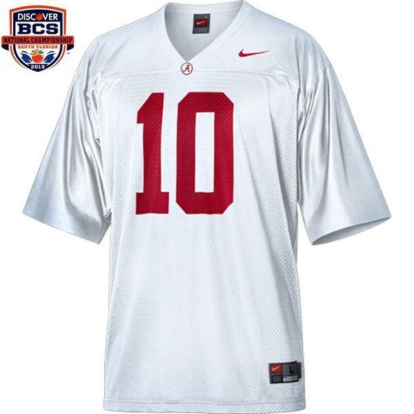 Alabama Crimson Tide #10 A.J. McCarron White Football Jersey