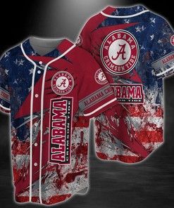 Alabama Crimson Tide NCAA Baseball Jersey Shirt - Patriotic US Flag Design