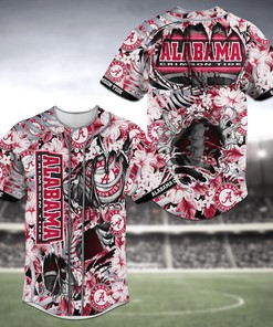 Alabama Crimson Tide NCAA Baseball Jersey Shirt Skeleton