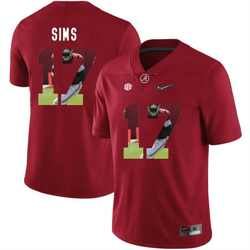 Alabama Crimson Tide Red Cam Sims College Football Portrait Jersey