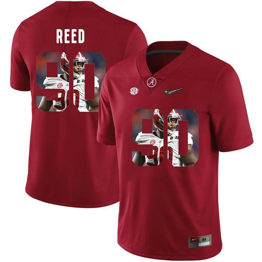 Alabama Crimson Tide Red Jarran Reed College Football Portrait Jersey