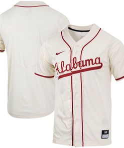Alabama Crimson Tide Replica Full Button Baseball Jersey Natural Ncaa