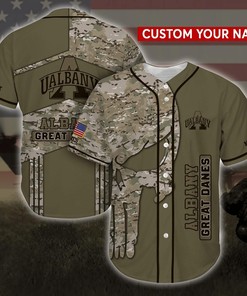 Albany Great Danes NCAA Personalized Baseball Jersey Shirt Camo