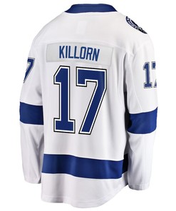 Alex Killorn 17 Tampa Bay Lightning Stanley Cup 2023 Playoffs Patch Away Breakaway Men Jersey - White