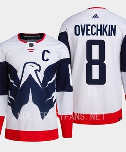 Alexander Ovechkin 8 Washington Capitals 2023 Jersey Stadium White Primegreen